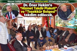 Dr. Öner Hekim’e Hizmet Takdir Plaketi ve Teşekkür Belgesi takdim edilecek